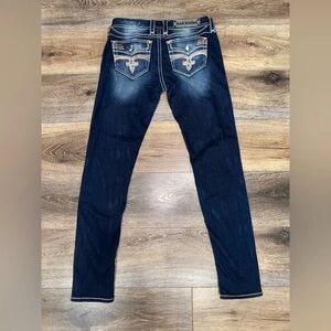 Rock Revival Women's Dark Rhinestone Bedazzled Skinny Jeans